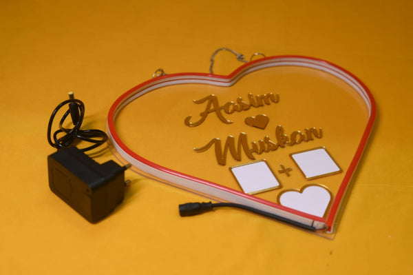 Premium Heart-Shaped Acrylic Couple Name Board